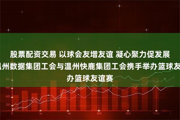 股票配资交易 以球会友增友谊 凝心聚力促发展——温州数据集团工会与温州快鹿集团工会携手举办篮球友谊赛